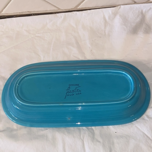 Vintage Original Fiesta turquoise Oval Utility Tray - Picture 5 of 10
